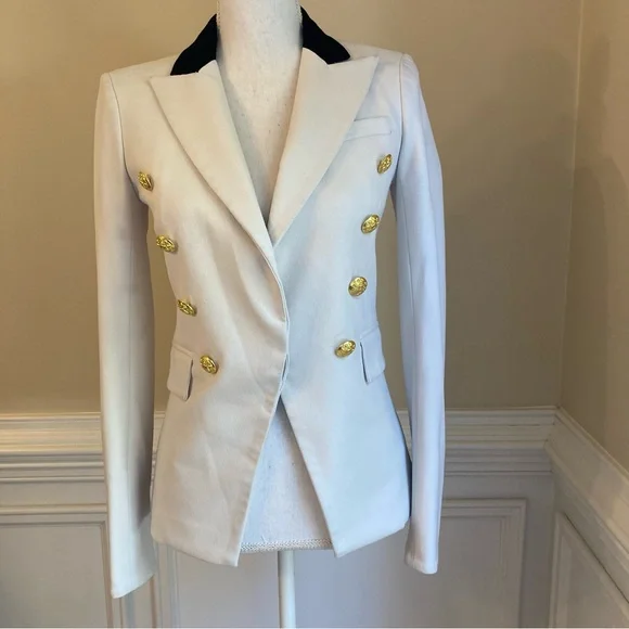 VERONICA BEARD Putty Stone Gray Black Double Breasted Blazer Jacket - Picture 5 of 11